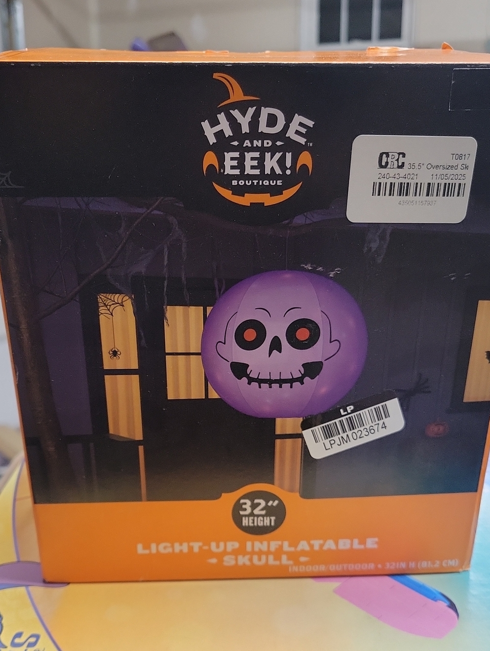 Hyde and Eek! Boutique Purple Light-Up Inflatable Skull - Halloween Decor